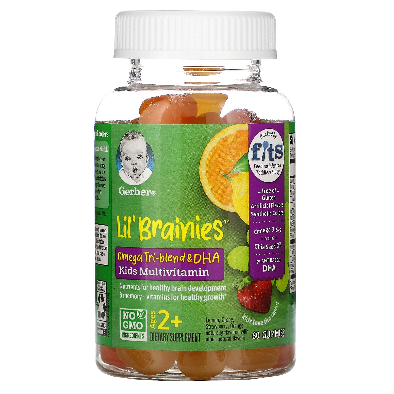 Gerber, Lil Brainies, Omega Tri-Blend & DHA, Kids Multivitamin, Ages 2+