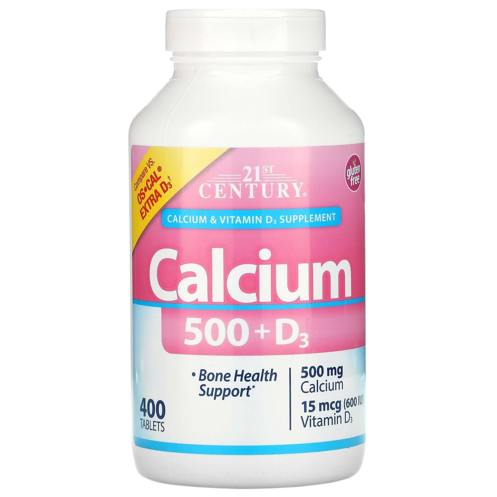 21st Century, Calcium 500 + D3, 15 mcg (600 IU)