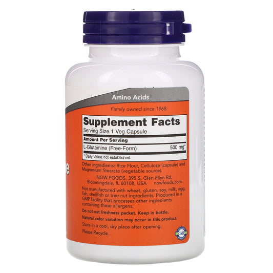 NOW Foods Supplements, L-Glutamine 500 mg, Nitrogen Transporter*, Amino Acid