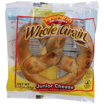 SuperPretzel 51 Percent Whole Grain Junior Cheese Soft Pretzel -- 50 per case.