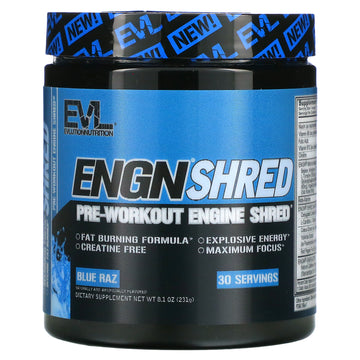 EVLution Nutrition, ENGN Shred, Pre-Workout Engine Shred, Blue Raz