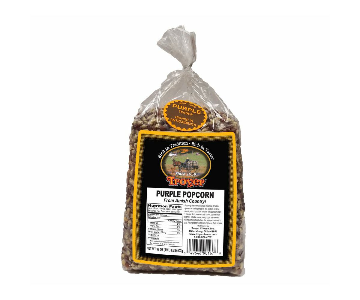 Troyer Amish Gluten Free, Non GMO Tender Purple Popcorn Kernels Bag
