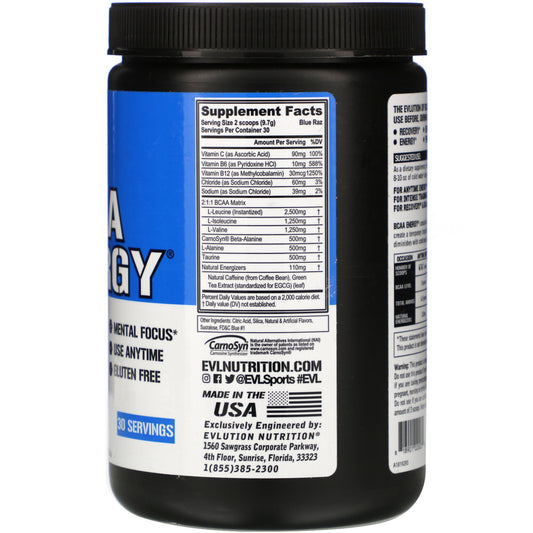 EVLution Nutrition, BCAA ENERGY, Blue Raz