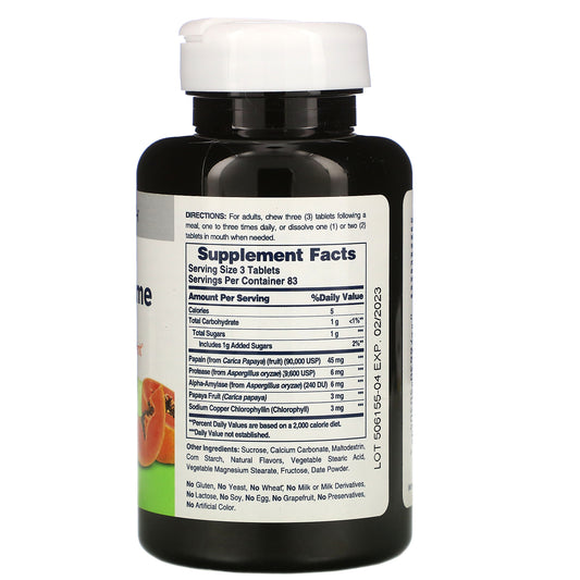 American Health, Papaya Enzyme with Chlorophyll Chewable Tablets