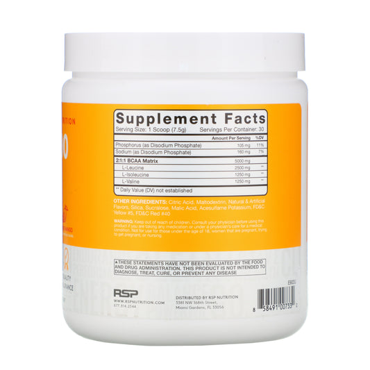 RSP Nutrition, BCAA 5000, Instantized BCAAs, Orange Mango, 5,000 mg