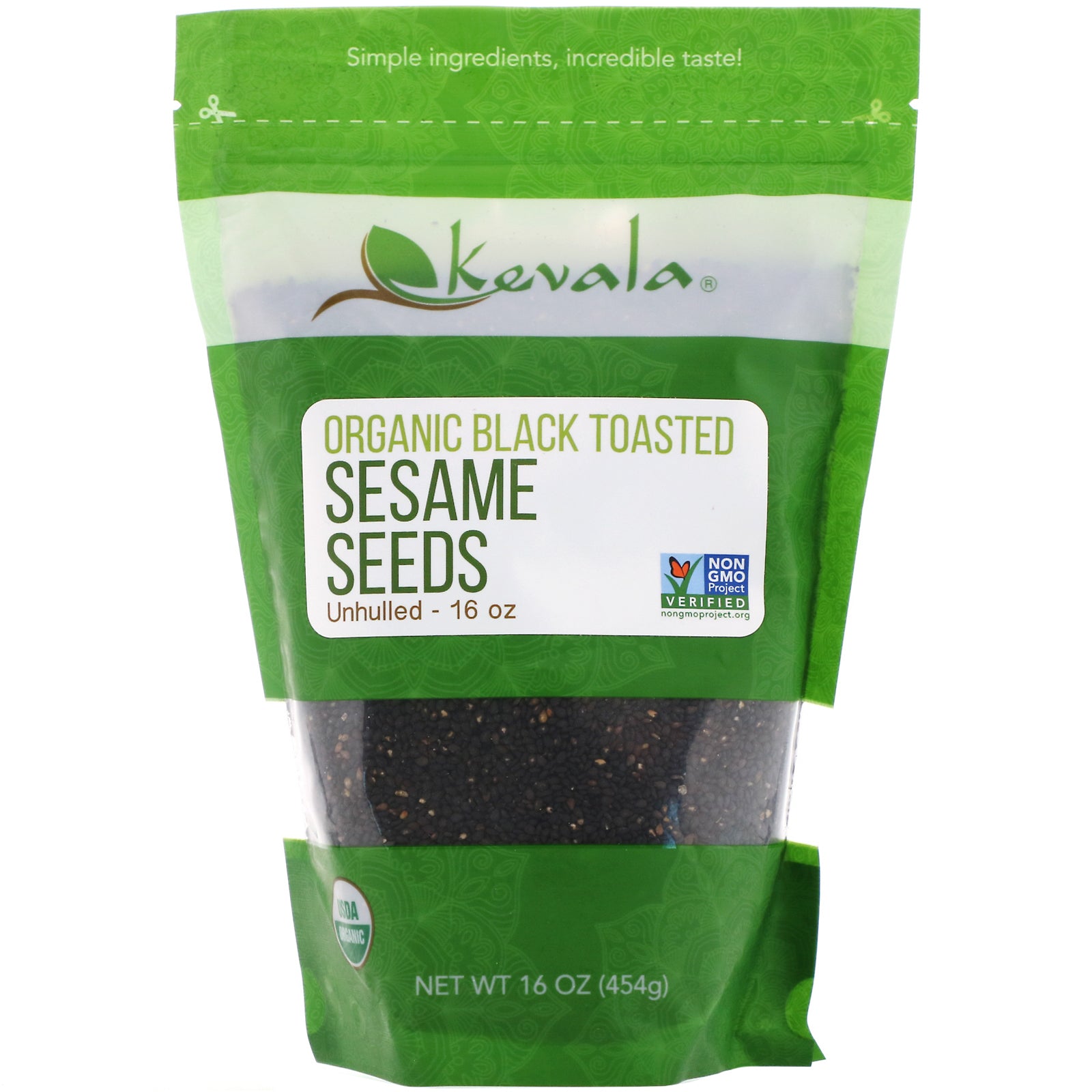 Kevala Organic Black Toasted Sesame Seeds, Unhulled,(454 g)