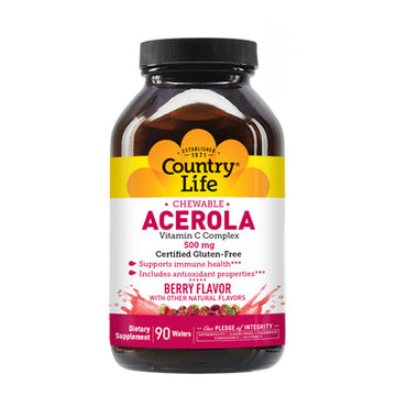 Acerola C with Bioflavonoid & Rutin NF 90 Wafers By Country Life