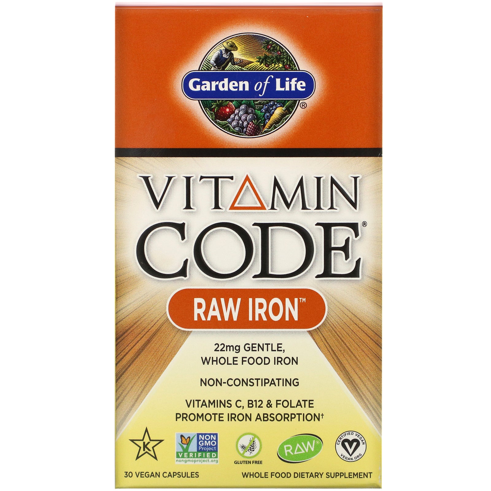 Garden of Life, Vitamin Code, RAW Iron