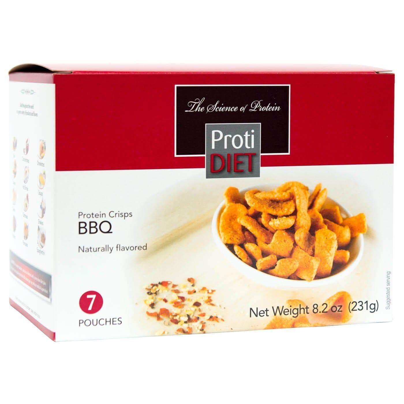ProtiDiet Protein Crisps - BBQ - 7/Box - High Protein  - Low Calorie - Low Sugar