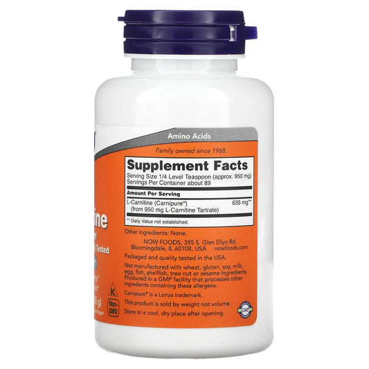 NOW Foods, L-Carnitine, Pure Powder