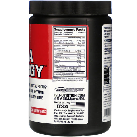 EVLution Nutrition, BCAA ENERGY, Fruit Punch