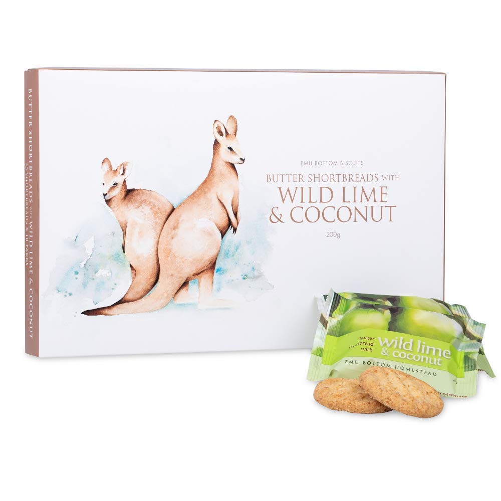 Shortbread Butter Cookies With Wild Lime & Coconut Individually Wrapped Gourmet Snacks 20 Count