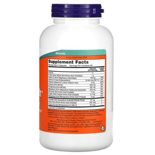 NOW Foods Supplements, Bone Strength™ with Microcrystalline Hydroxyapatite (MCHA), Magnesium and Vitamins C,D and K