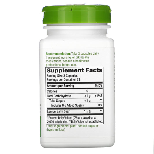 Nature's Way, Melissa, Lemon Balm Leaf, 500 mg, Vegan Capsules