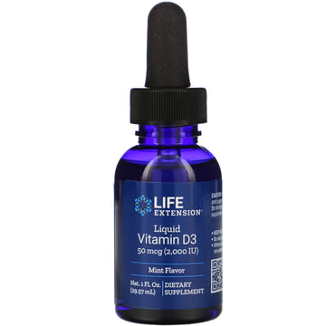 Life Extension, Liquid Vitamin D3, Mint Flavor, 2,000 IU, (29.57 ml)