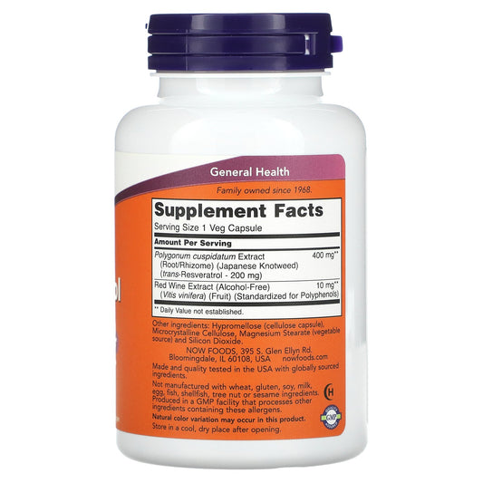 NOW Foods, Resveratrol, 200 mg Veg Capsules