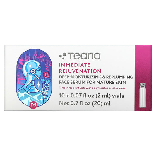 Teana Laboratories, Immediate Rejuvenation, Deep- Moisturizing & Replumping Face Serum For Mature Skin, 0.07 fl oz (2 ml) Each