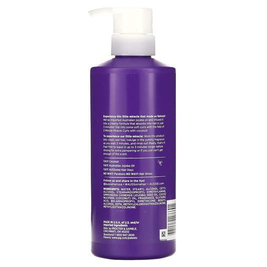 Aussie, 3 Minute Miracle Curls, Deep Conditioner, With Coconut & Australian Jojoba Oil (475 ml)