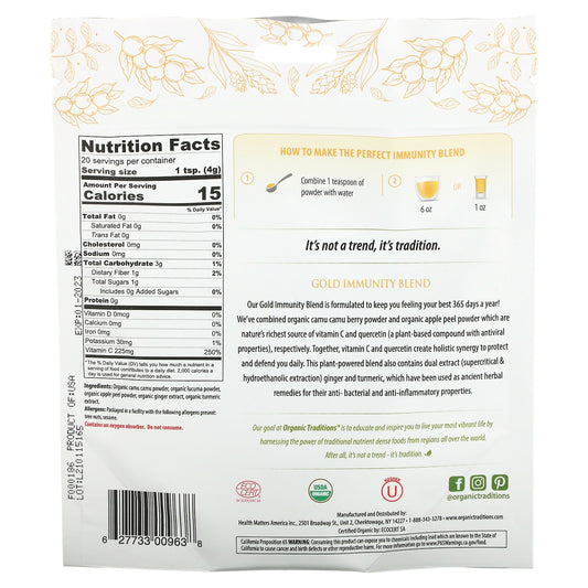 Organic Traditions, Gold Immunity Blend, Instant, (80 g)