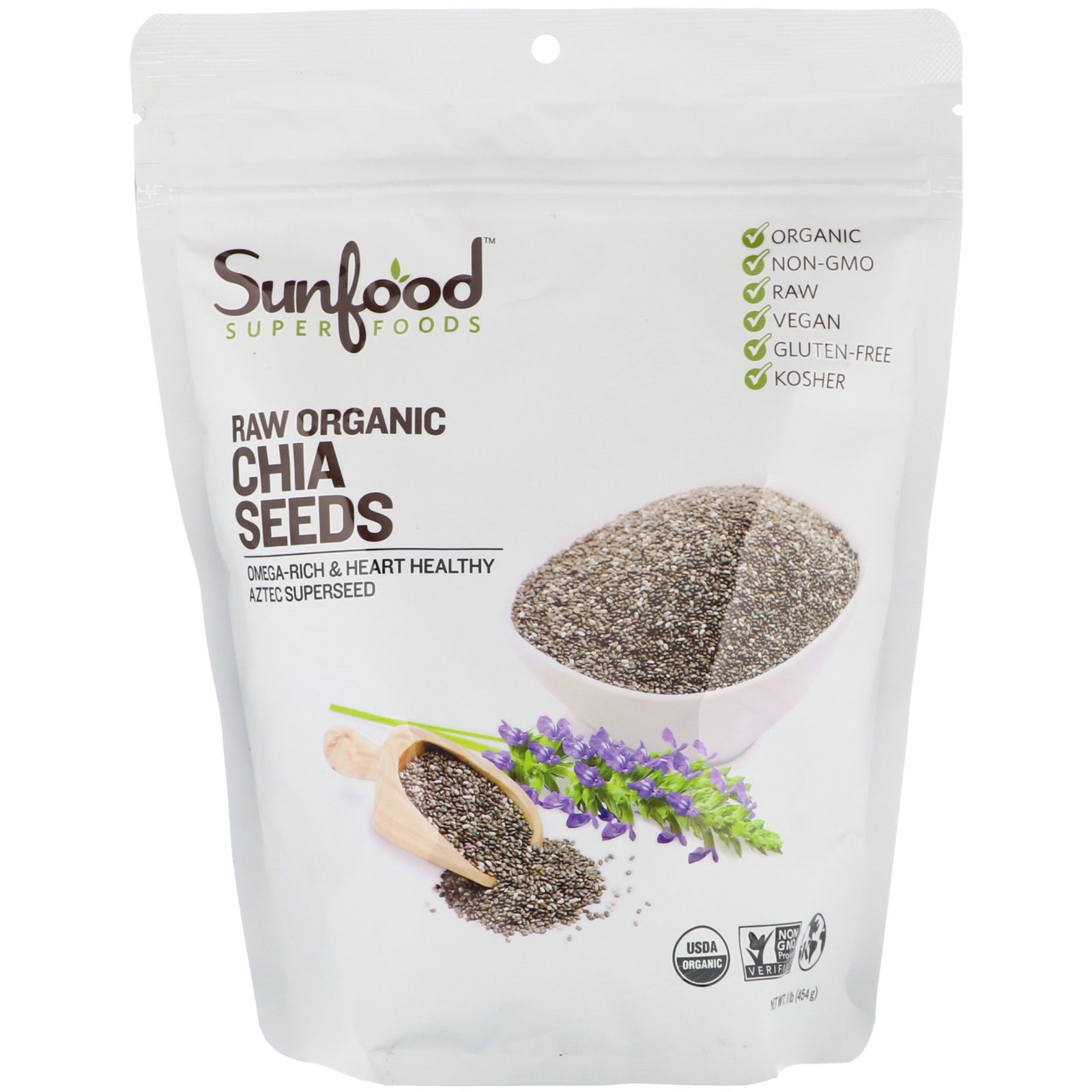 Sunfood, Raw Organic Chia Seeds (454 g)