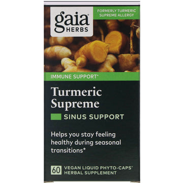 Gaia Herbs, Turmeric Supreme, Sinus Support Vegan Liquid Phyto-Caps