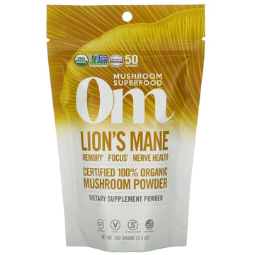 Om Mushrooms, Lion's Mane, Certified 100% Organic Mushroom Powder