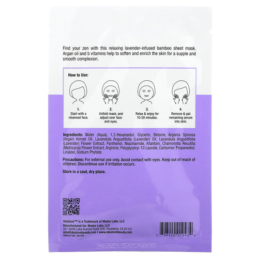 Idealove, Purple Flower Power, 1 Beauty Sheet Mask (25 ml)