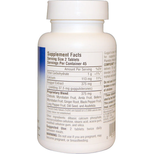 Planetary Herbals, Guggul Cholesterol Compound, 375 mg,Tablets