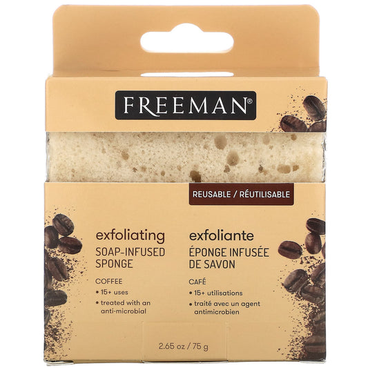 Freeman Beauty, Exfoliating Soap-Infused Sponge, Coffee, 1 Sponge (75 g)