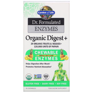 Garden of Life, Dr. Formulated Enzymes, Organic Digest +, Tropical Fruit Flavor Chewables