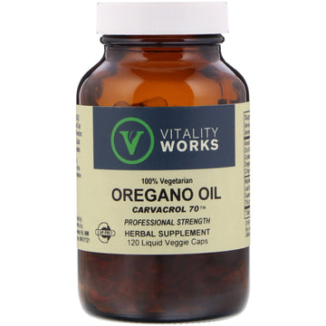 Vitality Works, Oregano Oil, Carvacrol 70,  Liquid Veggie Caps