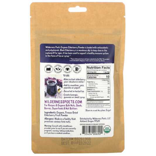 Wilderness Poets, Freeze Dried Elderberry Powder, (99g)