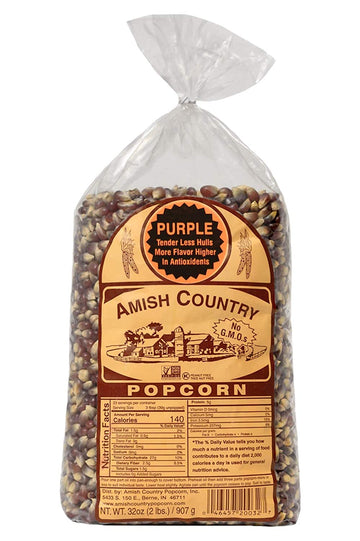 Amish Country Popcorn | Bag | Purple Popcorn Kernels | Old Fashioned with Recipe Guide (Purple - Bag)