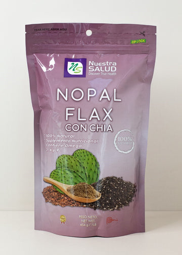 Nuestra Salud, Nopal Flax Linaza Plus Chia Seeds Flaxseed Fiber Dietary Supplement Powder