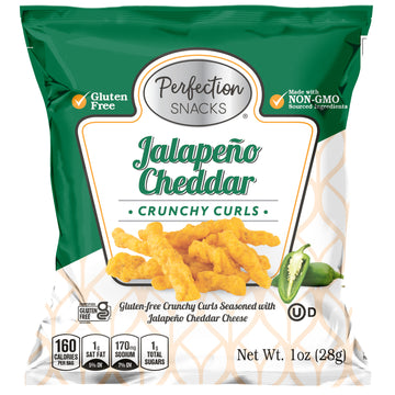 Perfection Snacks Jalapeno Cheddar Crunchy Curls, Bag (20 Pack)