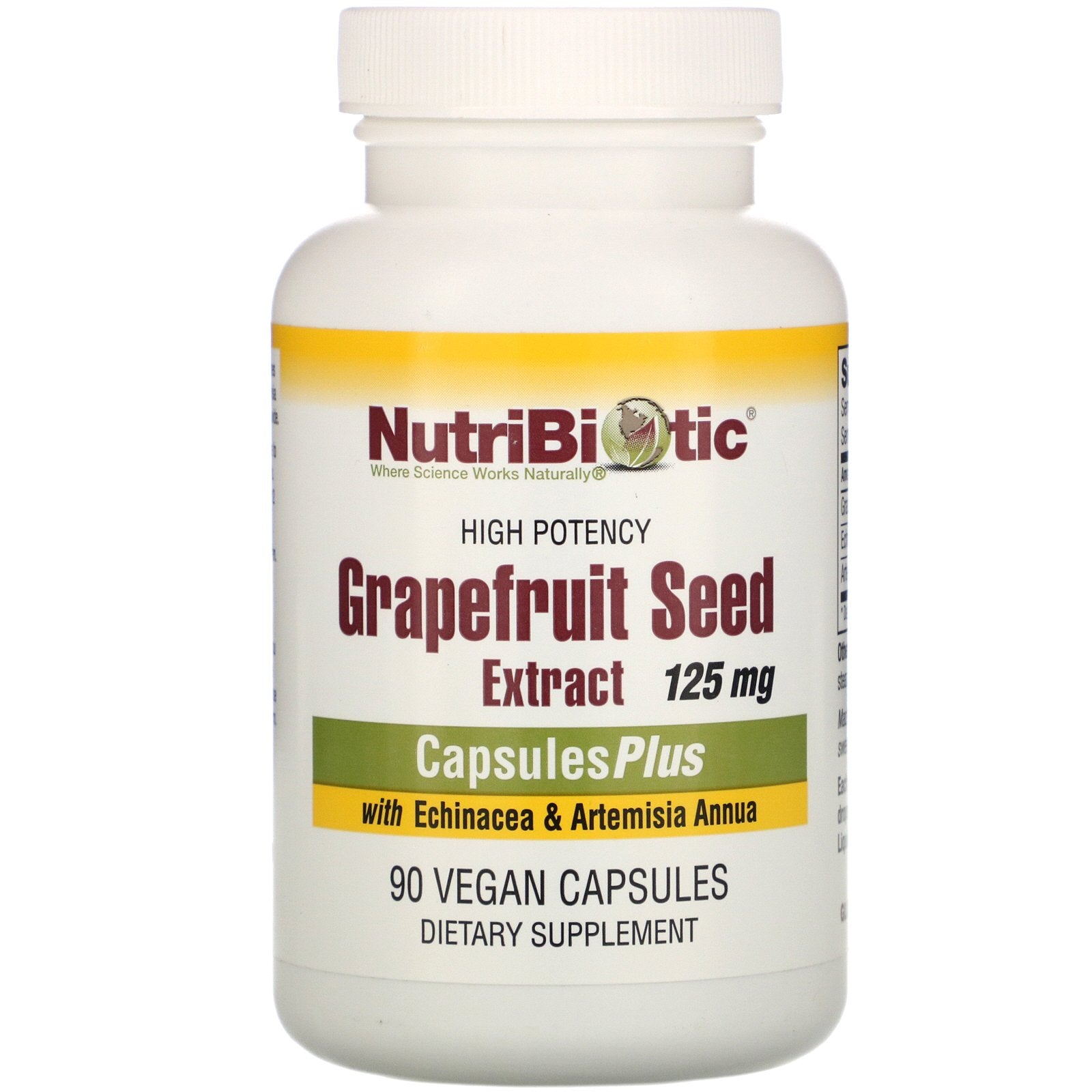 NutriBiotic, Grapefruit Seed Extract with Echinacea & Artemisia Annua, High Potency, 125 mg Vegan Capsules