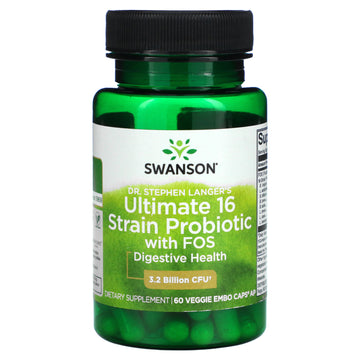 Swanson, Ultimate 16 Strain Probiotic With FOS, 3.2 Billion CFU Veggie EMBO Caps AP