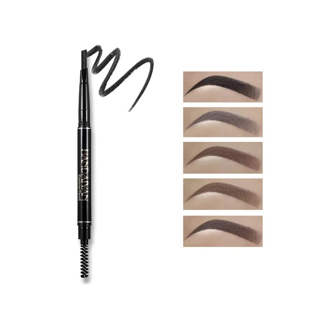 Waterproof eyebrow pencil Professional makeup eyebrow pencil Auto-rotating eyebrow pencil Double-ended eyebrow pencil (01#Black)