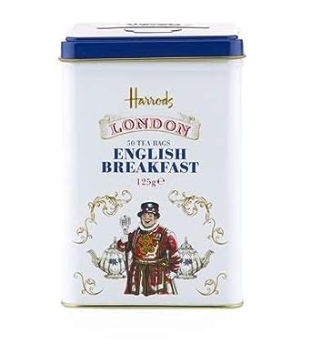 Harrods London, English Breakfast 50 Tea Bags in a Tin (1 Pack)