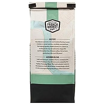 French Market Coffee, Decaffeinated Dark Roast Ground Coffee Bag