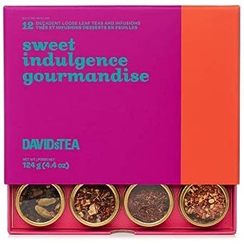 DAVIDsTEA Sweet Indulgence Tea Sampler, Dessert Loose Leaf Tea Giftset, Assortment of 12 Decadent Teas