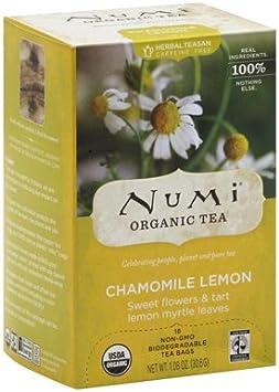 Numi Organic Tea Caffeine Free Chamomile Lemon - 18 Tea Bags, Pack of 4