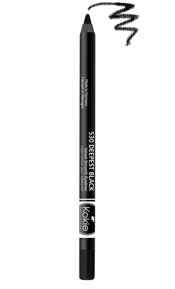 Kokie Cosmetics Waterproof Velvet Smooth Eyeliner Pencil, Deepest Black, 0.042