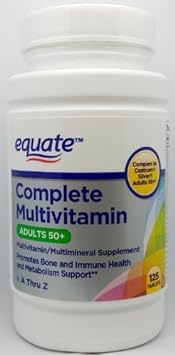 Equate Complete Multivitamin, Adults 50+, A Thru Z, 125ct, Compare to 