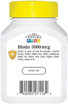 21st Century Biotin 5000 mcg Capsules,2 Count