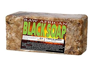Premium African Black Soap - Pure 1 pound Bulk. Raw Organic Soap for Acne, Dry Skin, Rashes, Burns, Scar Removal, Face & Body Wash, From Ghana West Africa - Authentic African Moisturizer