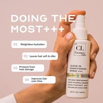 The Cleanest Lab Leave-In Conditioner Mist Spray. Dry & Damaged Hair Treatment. Miracle Hydration Heat Protectant Serum. yaways & Frizzy Detangler. Add Volume & Primes Hair for Style. 3.6 .