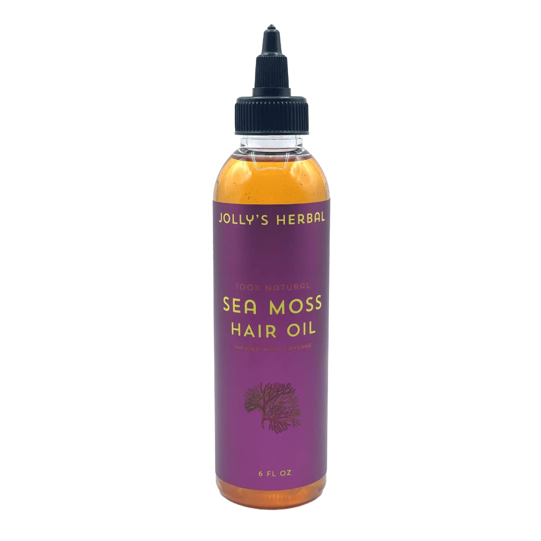 Jolly's Herbal Sea Moss Hair Oil, Hair Growth and Scalp Oil, Infused with Cayenne