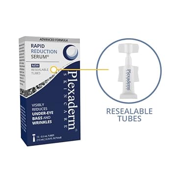 Plexaderm Rapid Reduction Serum - Advanced Formula - Anti Aging Visibly Reduces Under-Eye Bags, Dark Circles, Fine Lines & Crow's Feet Instantly - Instant Wrinkle Remover for Face (0.25  )