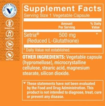 The Vitamin Shoppe Reduced Gluthathione 500Mg, Antioxidant S